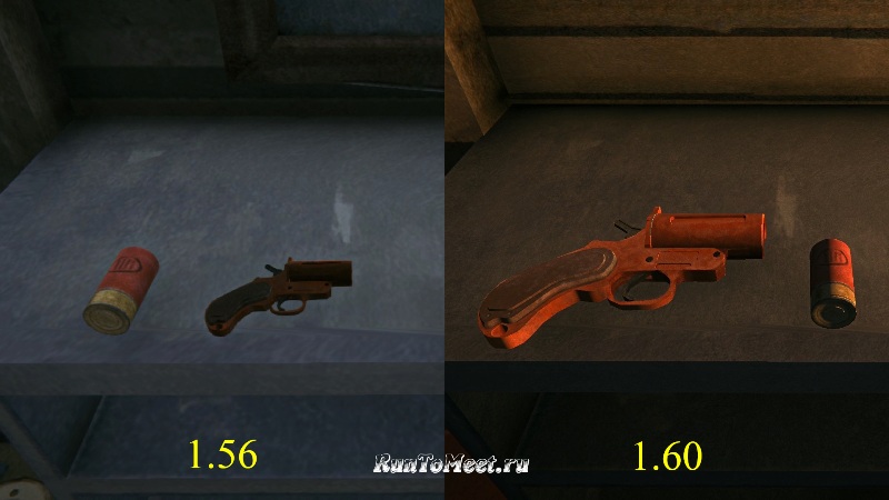 Сравнение модели сигнального пистолета в версиях 1.56 и 1.60 The long dark