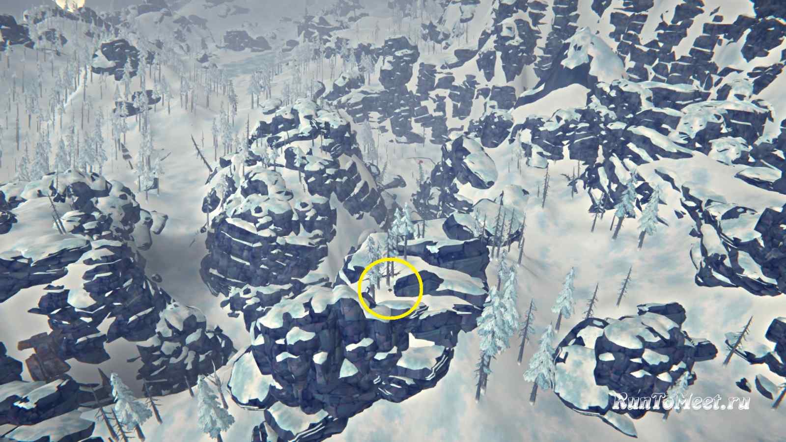 Расположение бункера, на локации Волчья гора, в игре The long dark